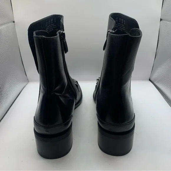 Franco Sarto Caleb Leather Booties square toe size 9M black leather mid ankle - Picture 4 of 9
